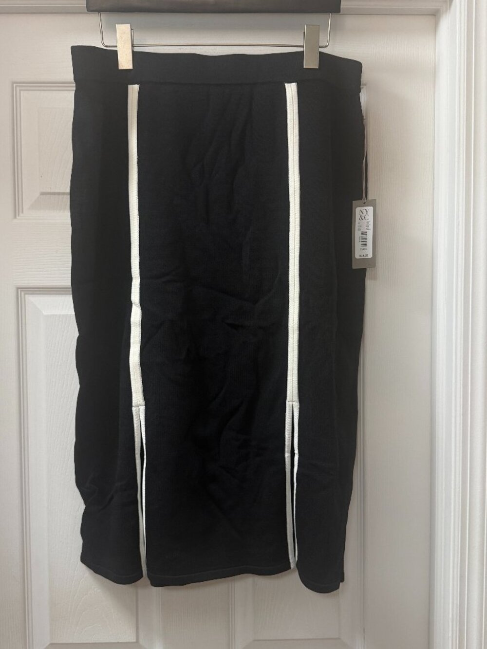 NWT Eva Mendes Collection NY&Co Sheree Sweater Pencil Midi Skirt XL Black White